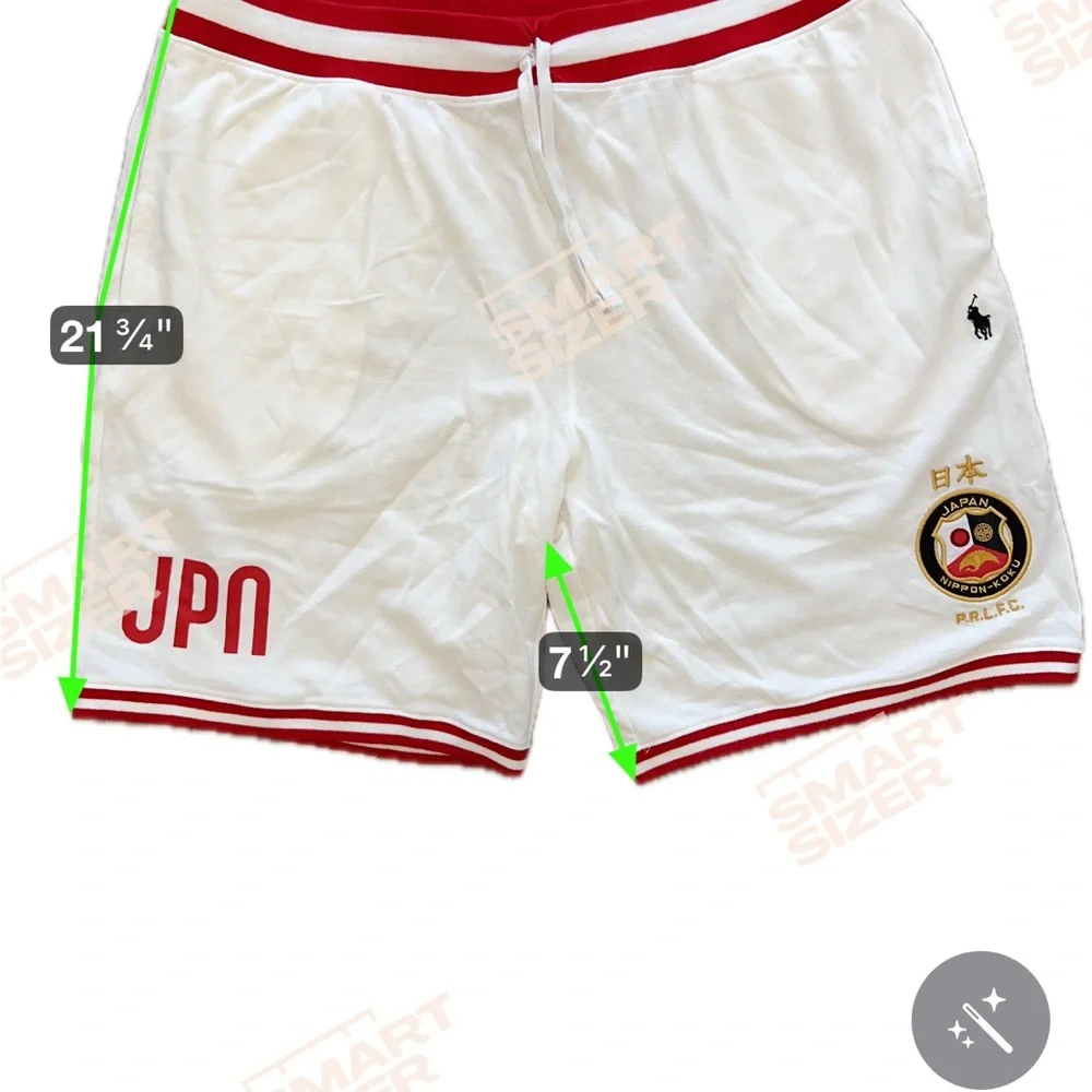 Polo Ralph Lauren Japan Shorts Mens White Sz‎ Large Red Logo Drawstring